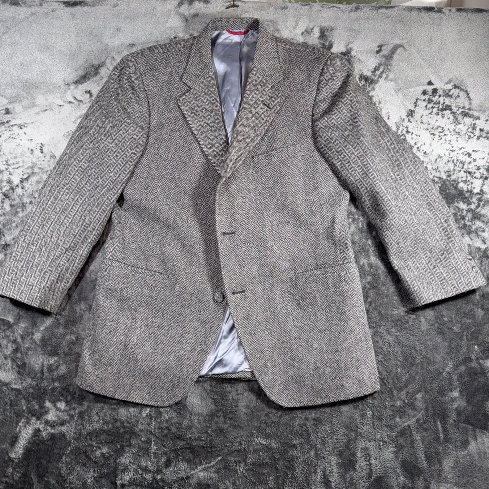 VTG Jos A Bank Clothiers Mens Grey 100% Pure Wool Sport Coat Blazer‎ 40R